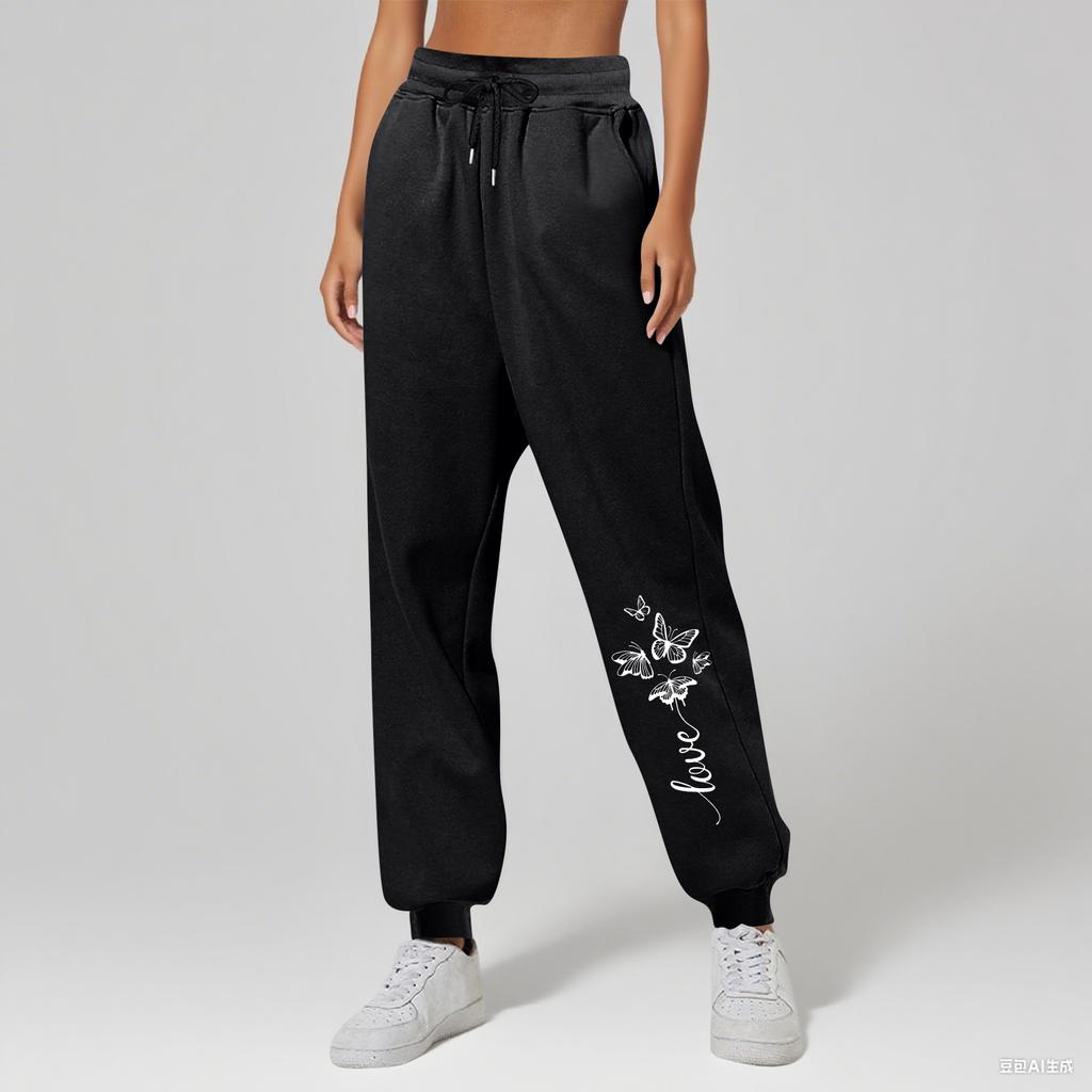 Ladies' Printed Unisex Casual Pocket Drawstring  Pants