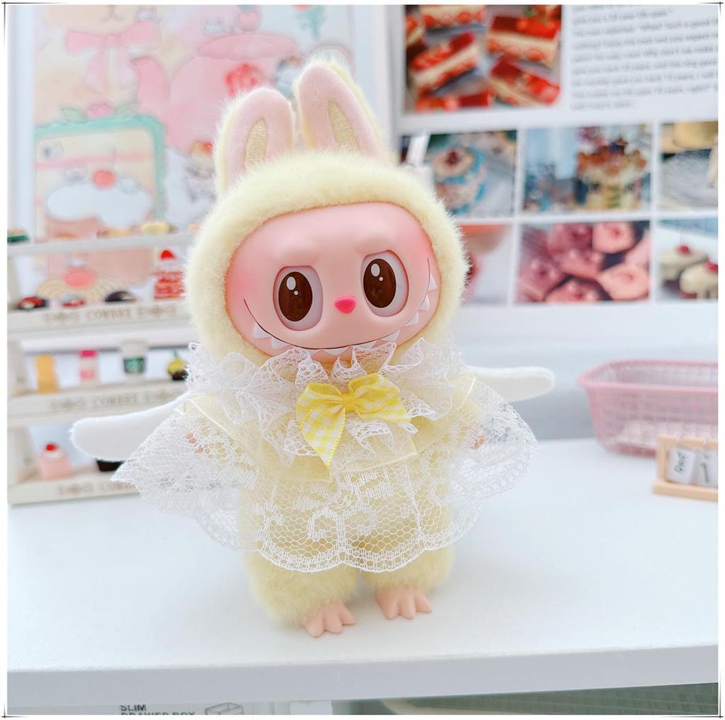 First, Second, and Third Generation Labubu Doll Clothes & Accessories Set: Includes 17cm and 10cm Doll Clothes, Crossbody Bag, and Hair Clip.