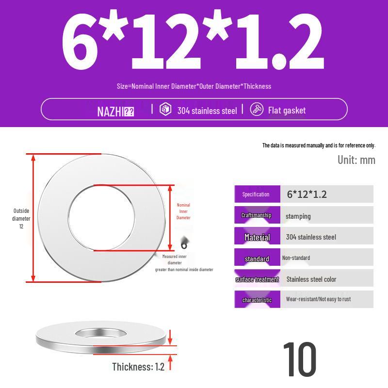 Thickened 304 Stainless Steel Flat Washer Spacer (M4-M8)