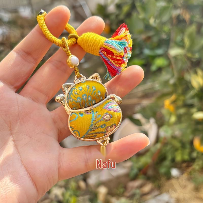 Pure Handmade Song Brocade Horse Pendant Charm – Double-Sided Fortune & Prosperity Tassel Ornament