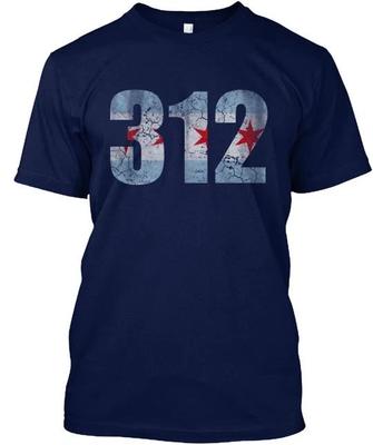 Chicago Flagge 312 T-Shirt Hergestellt in den USA Größe S bis 5XL