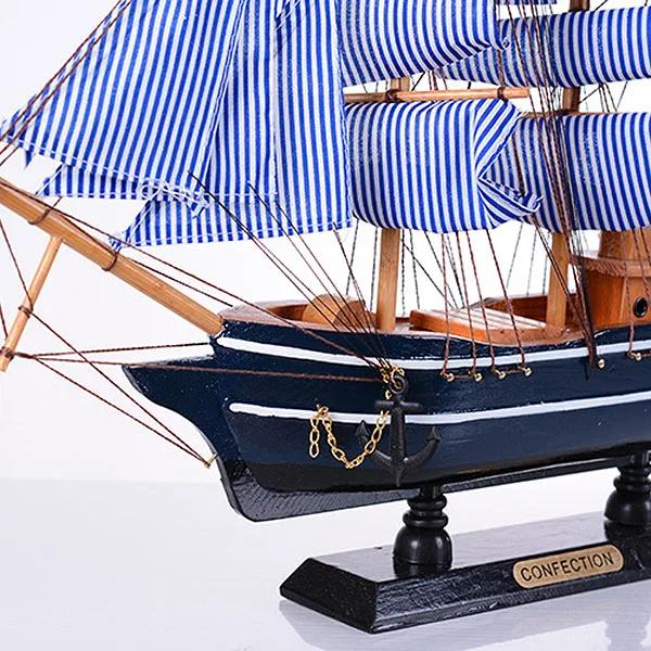 Marino Nautico Creativo Modello Barca a Vela in Legno Decorazioni per la Stanza Figurine Miniature Stile Mediterraneo Nave Ornamenti Piccola Barca Regalo