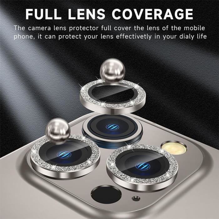 Protection Caméra - pour iPhone - 15 Pro/Pro Max - Verre Trempé - Aluminium - Titane Naturel