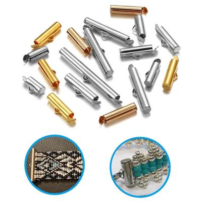 25 Pz/pacco Crimp End Caps Slider Chiusura Fibbie Tubi Braccialetti Fai Da Te Connettori Loom Risultati per Creazione di Gioielli Accessori