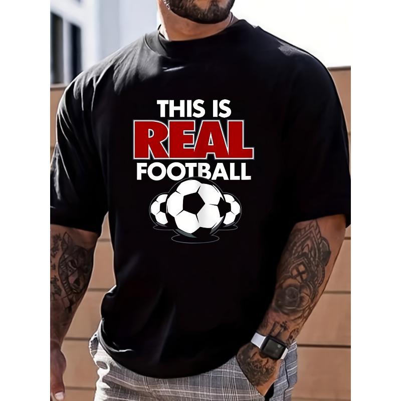 European Size  Cotton This Is Real Football Soccer T Shirt Street Hip Hop Style Men s T Shirt, PLUS SIZE S чёрный
