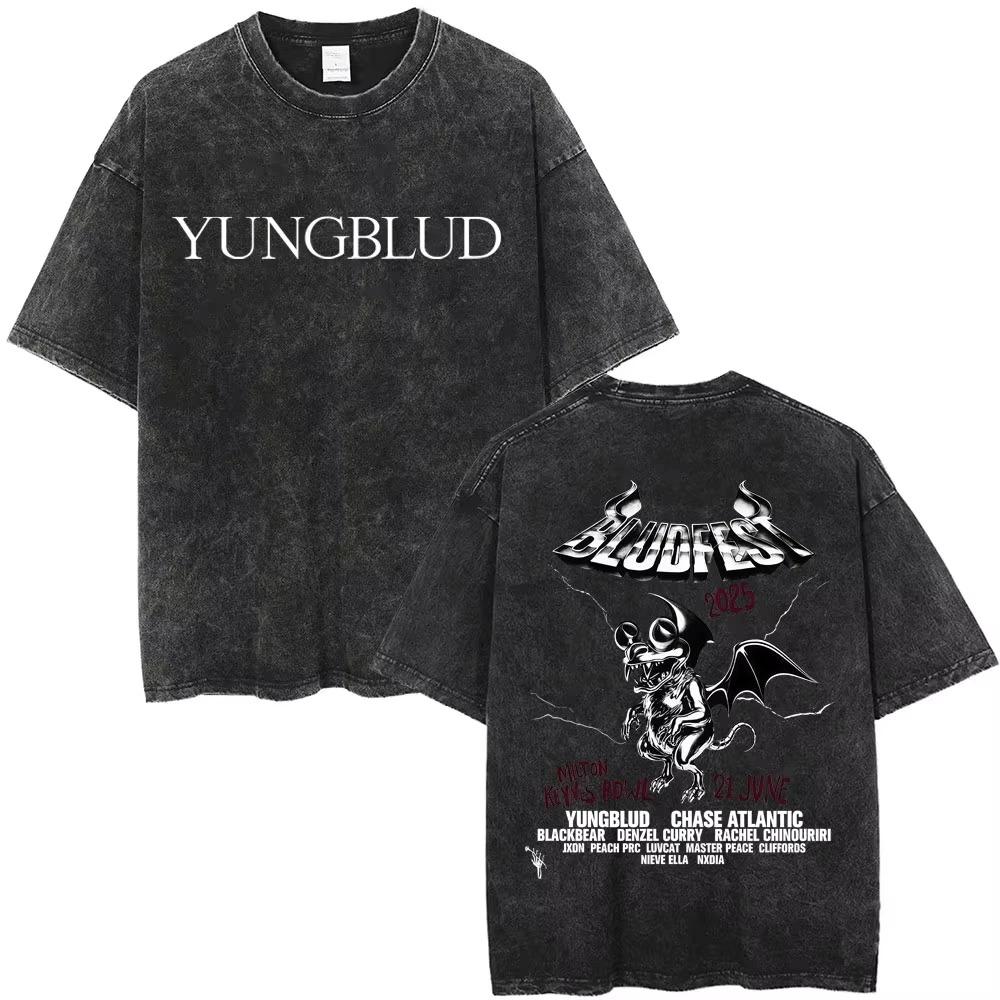 

Casual Oversized Tshirts Rocker Yungblud IDOLS Wings World Tour Tshirt Unisexs Women Rock Harajuku Vintage Washed T Shirts 2XL