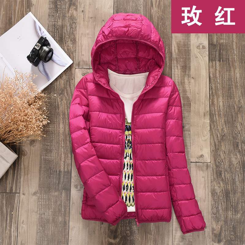 2024 Autumn and Winter New Women's Hooded Light Down Jacket Short Casual Thin Down Jacket Large Size Winter Clothing