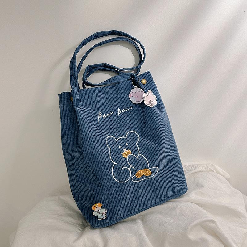 Women's bag corduroy new shoulder bag fashionable sweet handbag bucket bag