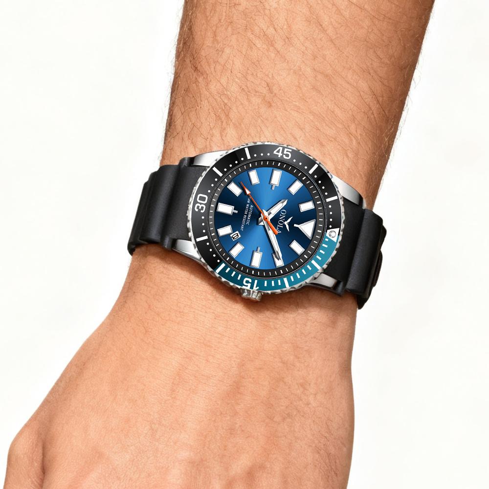 Mechanische Herrenuhr Lässig Sport Wasserdicht Armbanduhren Leuchtzifferblatt Silikonarmband Automatikuhr für Herren Datumsanzeige