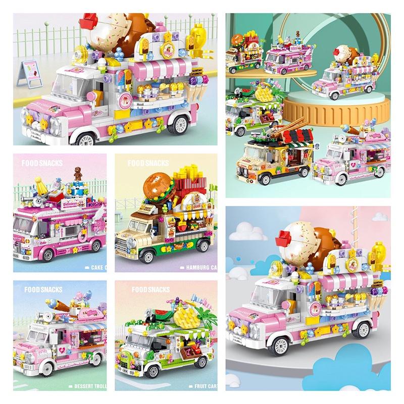 Diy Creative Mini Puzzle Building Toy Sweet Dessert Burger Car With 638 Abs Plastic Grains