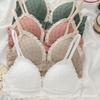 on-magnetic thin women's bra, no steel ring, small chest, flat chest, rench triangle cup, thin front buckle, pure desire underwear, not empty cup