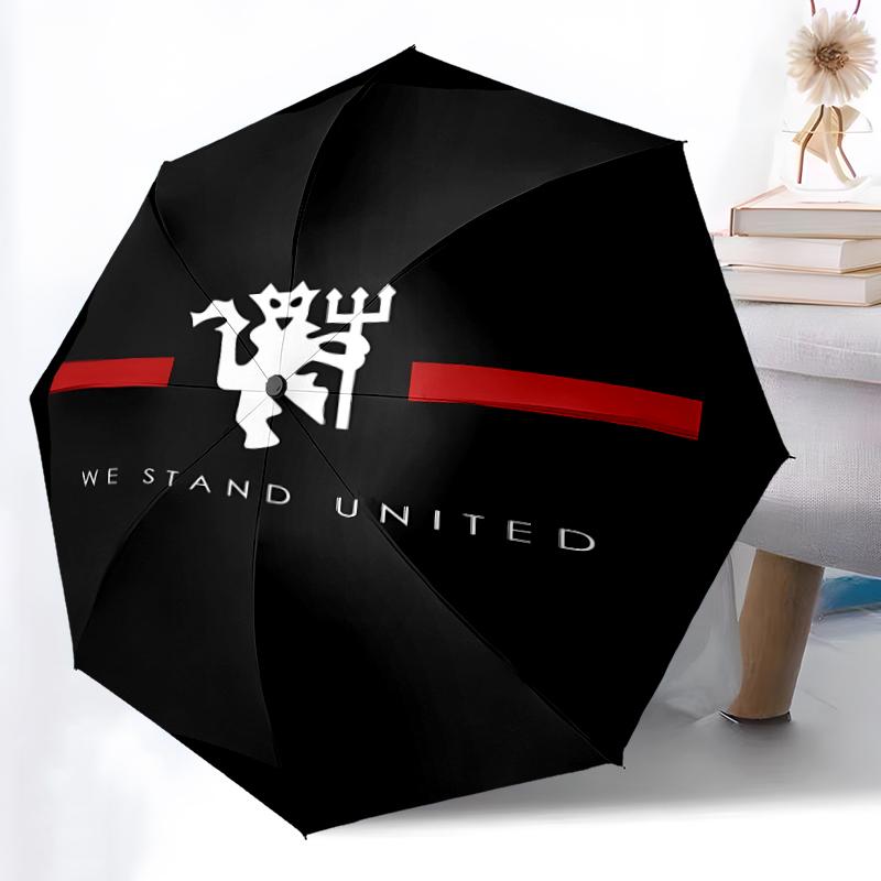 1pz Ombrello Automatico Robusto a 8 Stecche, Ombrello Manchester United Manchester City, Stampato Digitalmente, Ombrello Pieghevole per Uso Esterno in Movimento