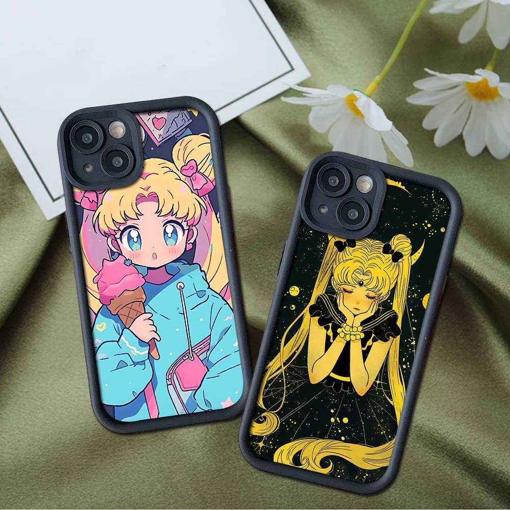 Popular Anime Girl S-Sailor Moon For iPhone 17 Pro Max 16 15 14 13 12 11 Plus Black Soft Phone Cover
