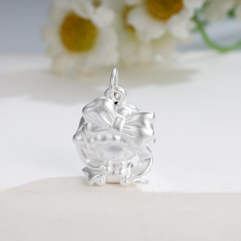 Sterling Silver Cartoon Sheep Bride Pendant with Braided Rope