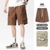 Cool combed cotton summer thin shorts men's loose mid length straight leg workwear cropped pants