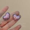 Niche design sense colorful purple and pink love earrings women, sweet and cool babes light luxury earrings fresh and sweet earrings