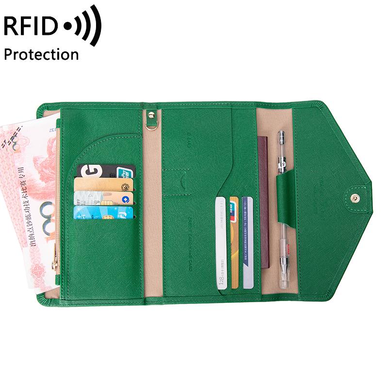 

Travel Wallet RFID Passport Credit Card Holder Multi functional ID/Cash/Family Passport Set Passport Clip for Men and Women