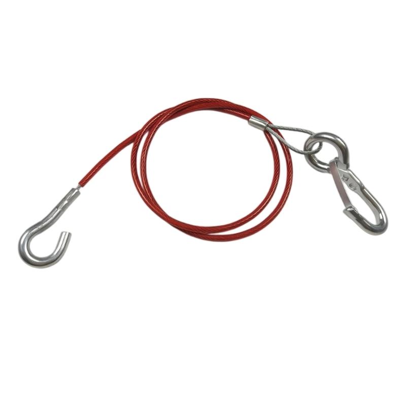 Trailer Tow Cable Replacement, Red Coated Steel Breakaway Line with Looped Eye Ends for Trailer Hardware Service Use