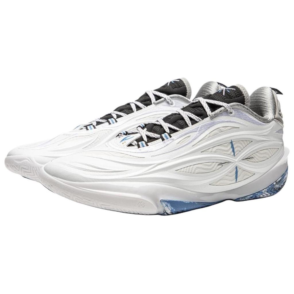 Li Ning Wade Abrasion Resistant Cushioning Low top Basketball Shoes Unisex Blue White ABAV045-14