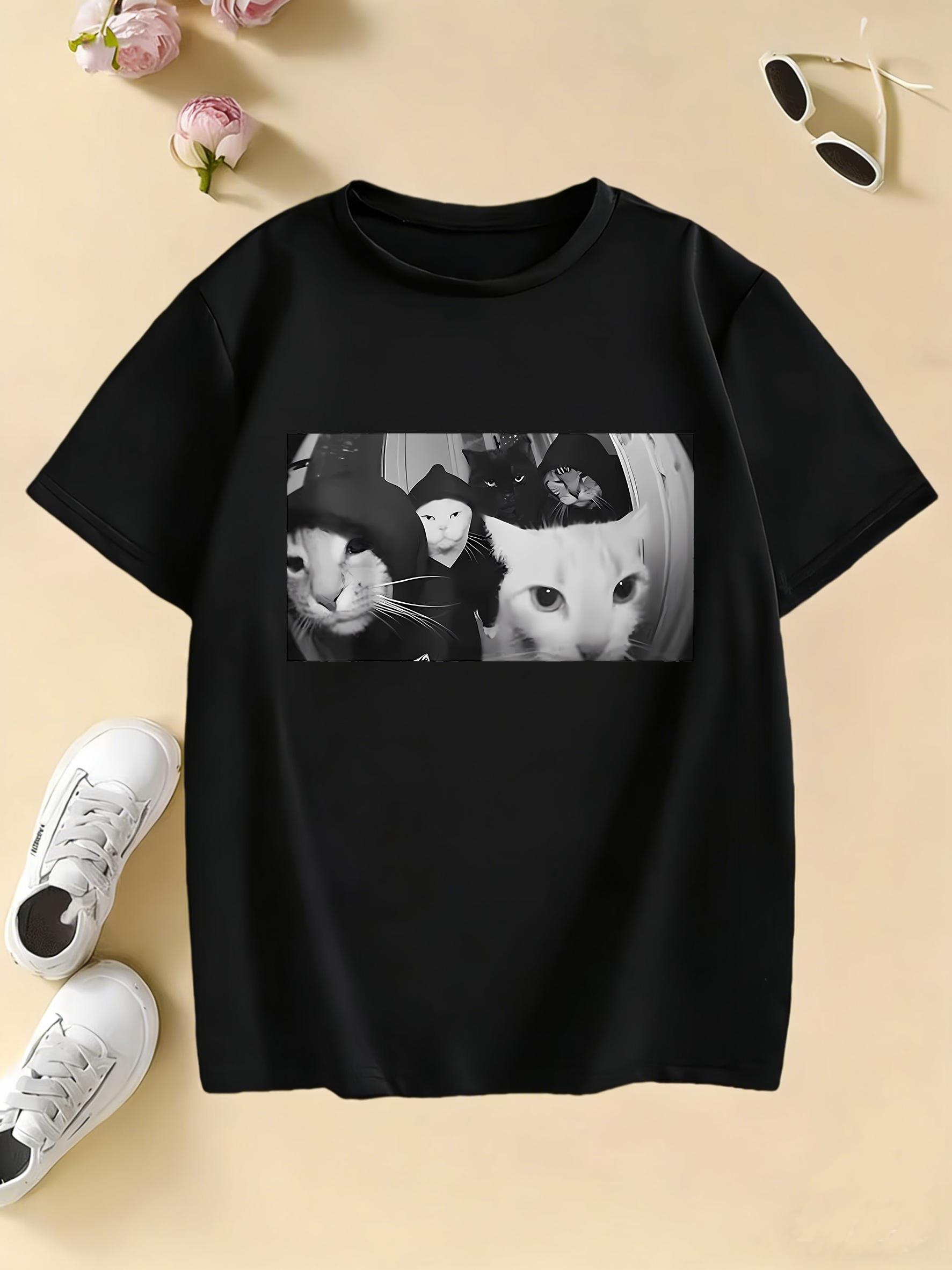 

Streetwear Cat Print T Shirt Hip Hop Design Cat Tshirt Boys Girls 2026 Summer New Unisexs Clothing Womens Clothing T Shirt S