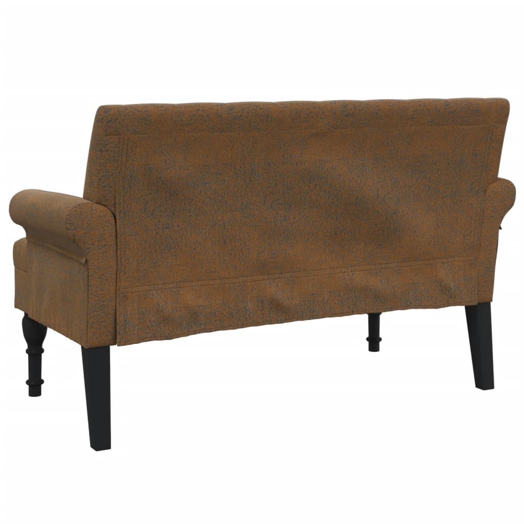 Bench with Backrest Brown 120 X 62 X 75.5 Cm Faux Suede Look