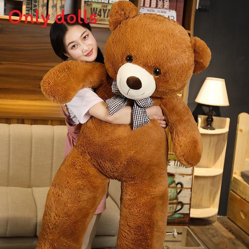 Bear Oversized Teddy Plush Toy With Checkered Bow Decoration For Kids Gift
