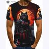 Men's Summer 3D Digital Printed White Wolf Round Neck Short Sleeved T-shirt