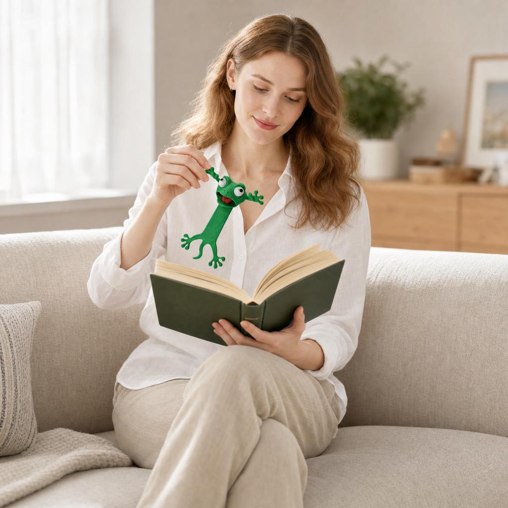 3D Frog Shaped Bookmark Creative Reading Clip Novelty Cartoon Stationery Book Marker Set for Books and Journals Durable Flexible Design