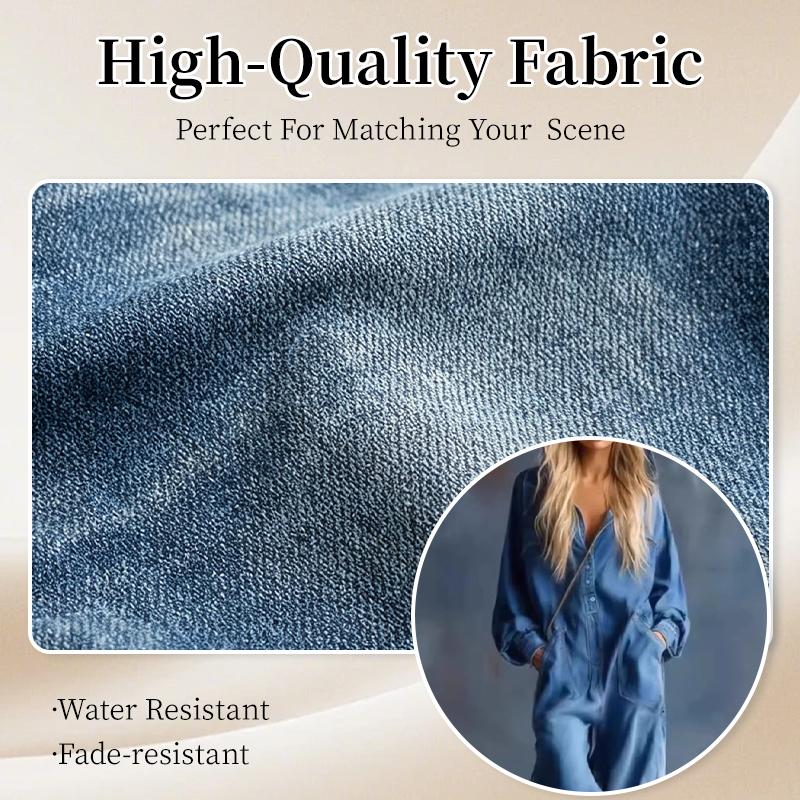 Női utcai laza hosszú elegáns egysoros farmer overall hosszú ujjú egyszínű kapucnis romper
