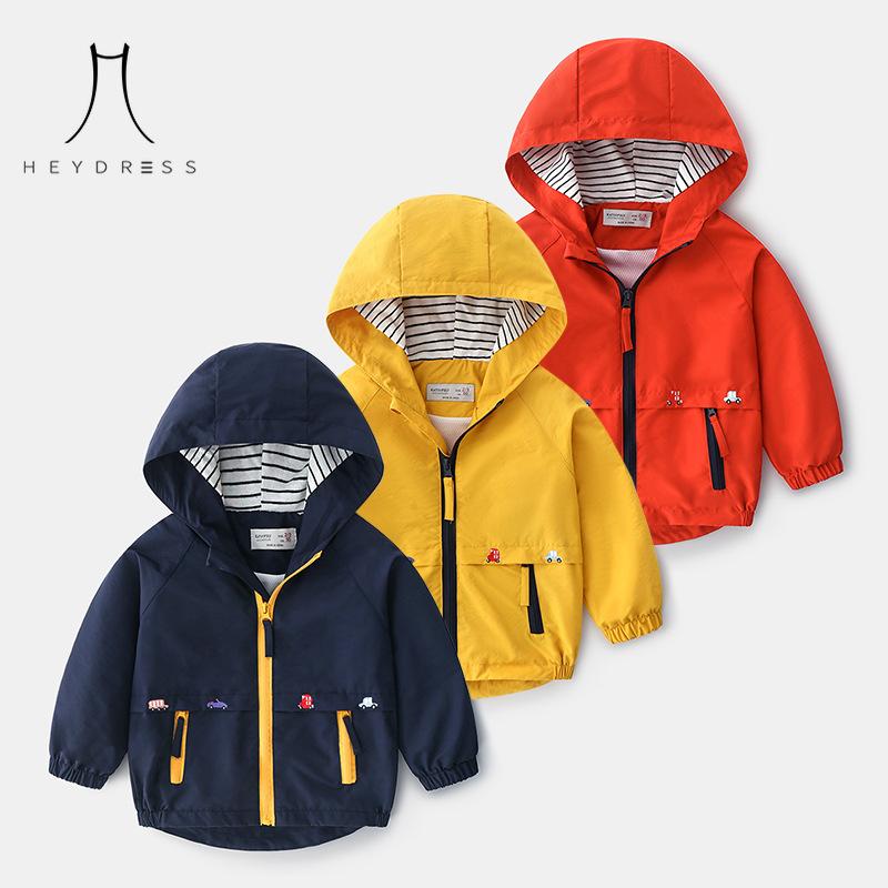 Veste Fille Printemps/automne à Capuche Zippée - Tissu Polyester Coupe-vent - Imprimé Cartoon Tendance