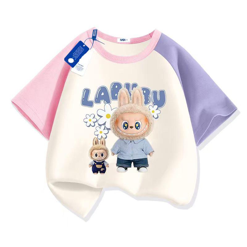 Girl Boy Short Sleeve Tee LABUBU Anime 3D Print Cartoon Anime Kids T-Shirt Summer T-Shirt Tops