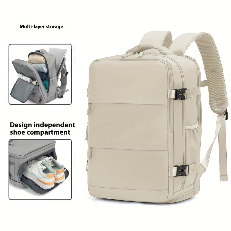 Lightweight Travel Backpack Laptop Compartment, Independent Shoe Storage, Adjustable Straps, Sleek Design, Reinforced Stitching бежевый