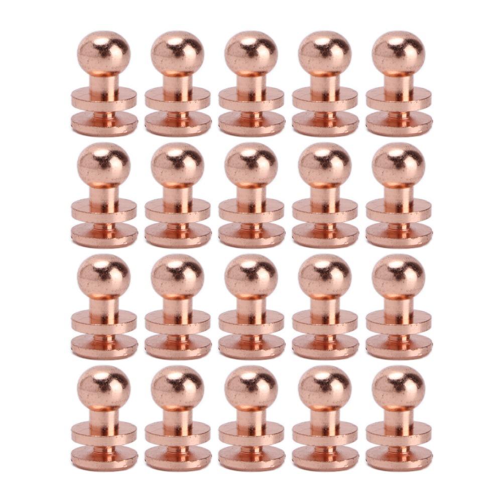 20set Luggage Accessories Rose Gold Brass Rivets Brass Round Head Leathercraft Studs Screwback Screw Button Studs Purse Hardware
