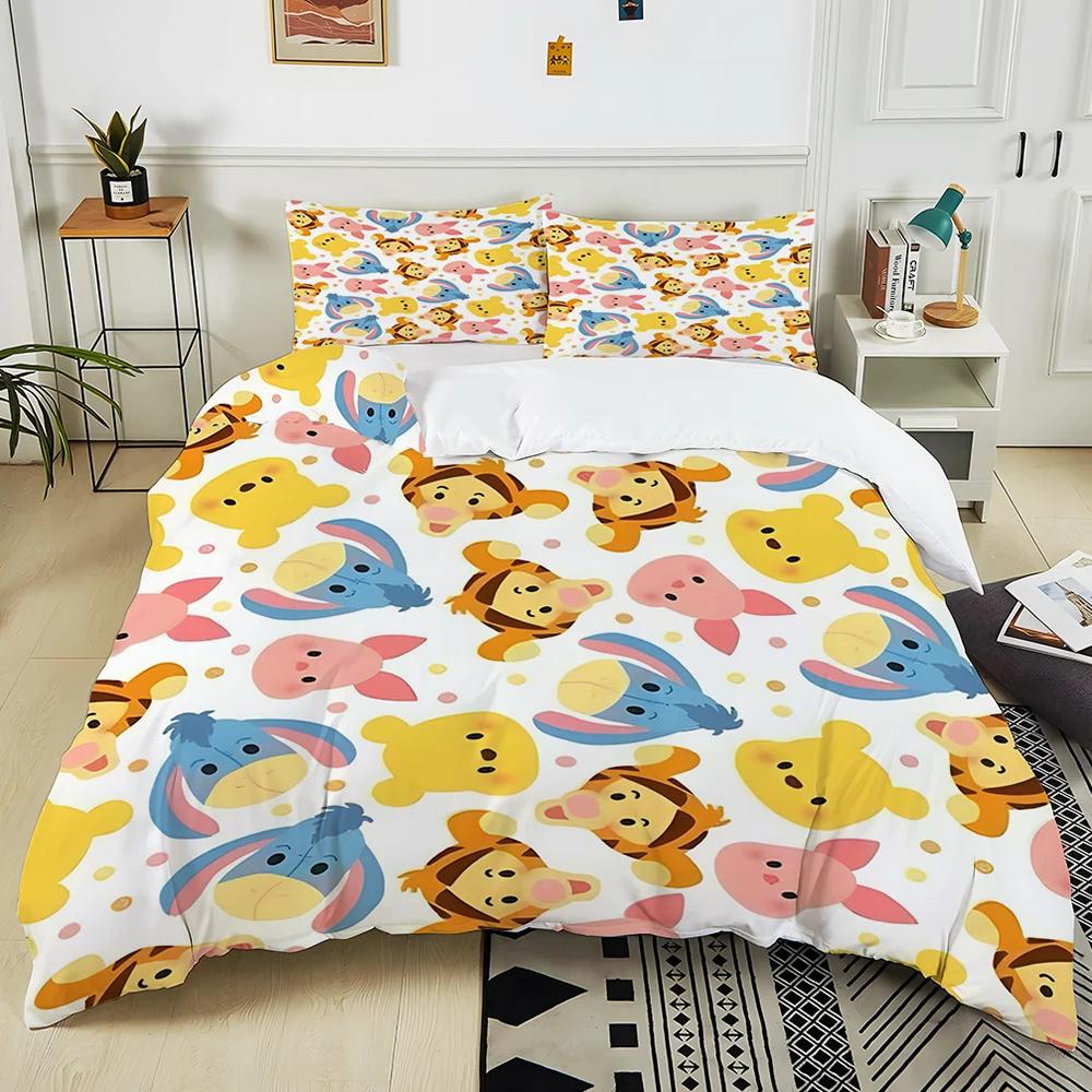 Winnie The Pooh Eeyore Printed Bedding Set 3Pc 1 Duvet Cover 2 Pillowcases Adult And Children Warm Soft Bedding Set Luxury Gift