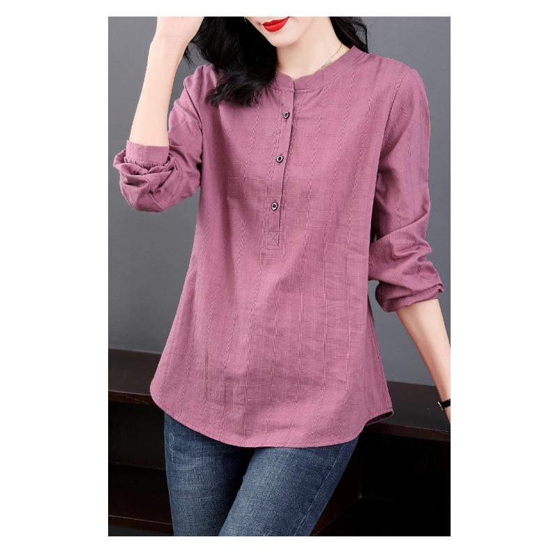 Plus Size Women S Long Sleeve Loose Cotton Mid Length Shirt
