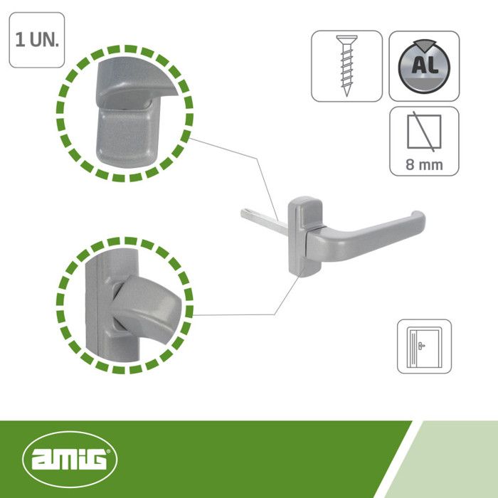 AMIG 19250 | Poignées De Porte En Aluminium EPSILON | 132 X 70 Mm | Aluminium | Argent