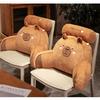 Plush Fur Brown Cartoon Seat Cushion Pillow Office Chairs Protect Waist Cushion Home Living Room Sofa Pillow Decoration