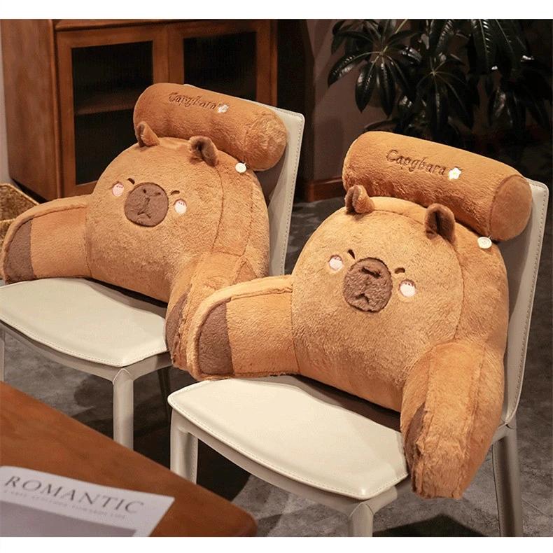 Plush Fur Brown Cartoon Seat Cushion Pillow Office Chairs Protect Waist Cushion Home Living Room Sofa Pillow Decoration