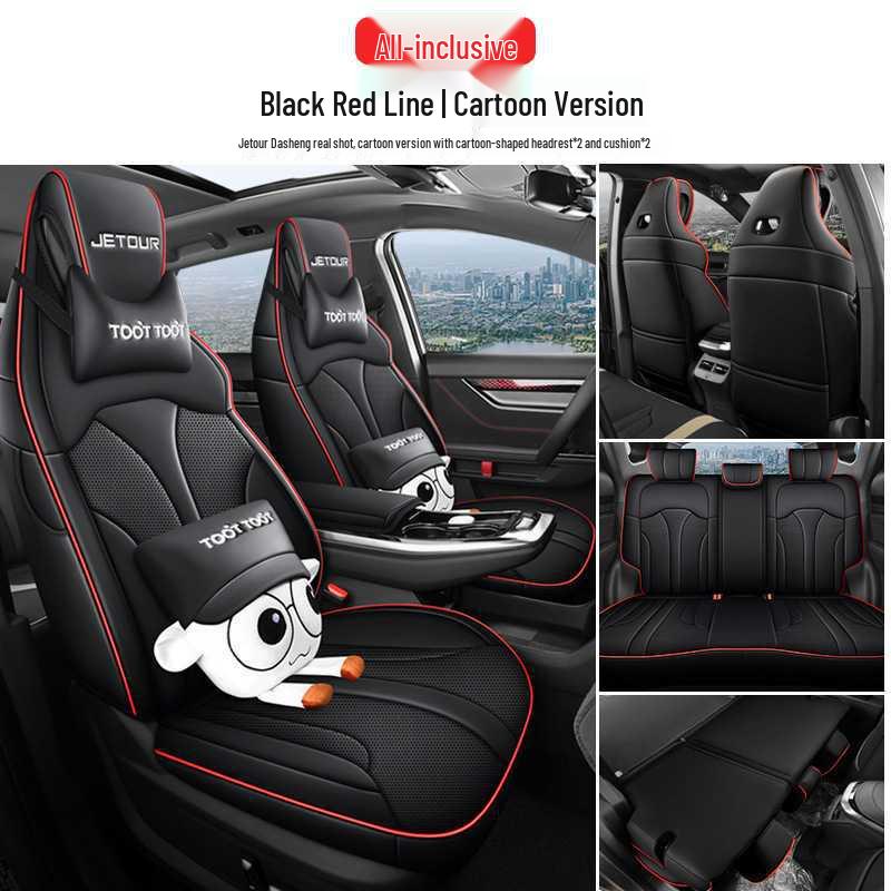 Premium Leather Car Seat Cushion - 24 Models for Five-Seater Fit, Cartoon Design, All-Season Use