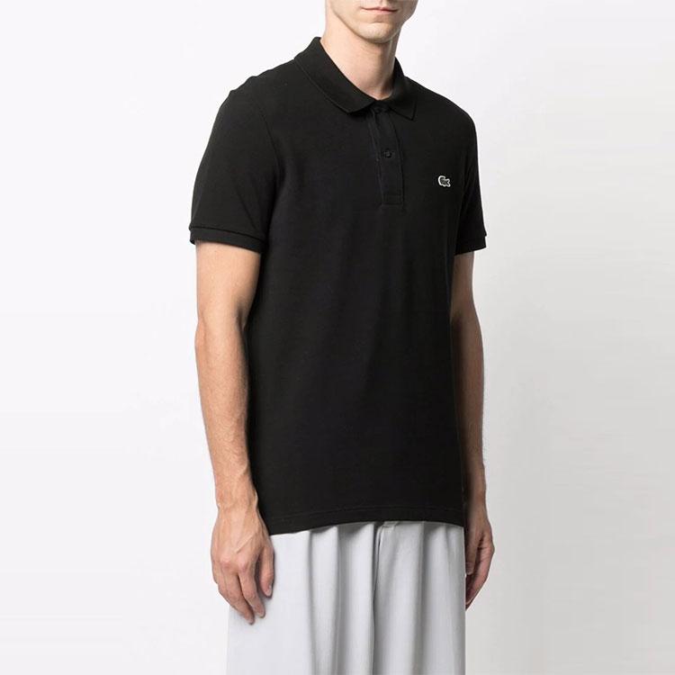 Lacoste Logo Embroidered Short Sleeve Polo Shirt Men Polo Shirts Black PH4012031