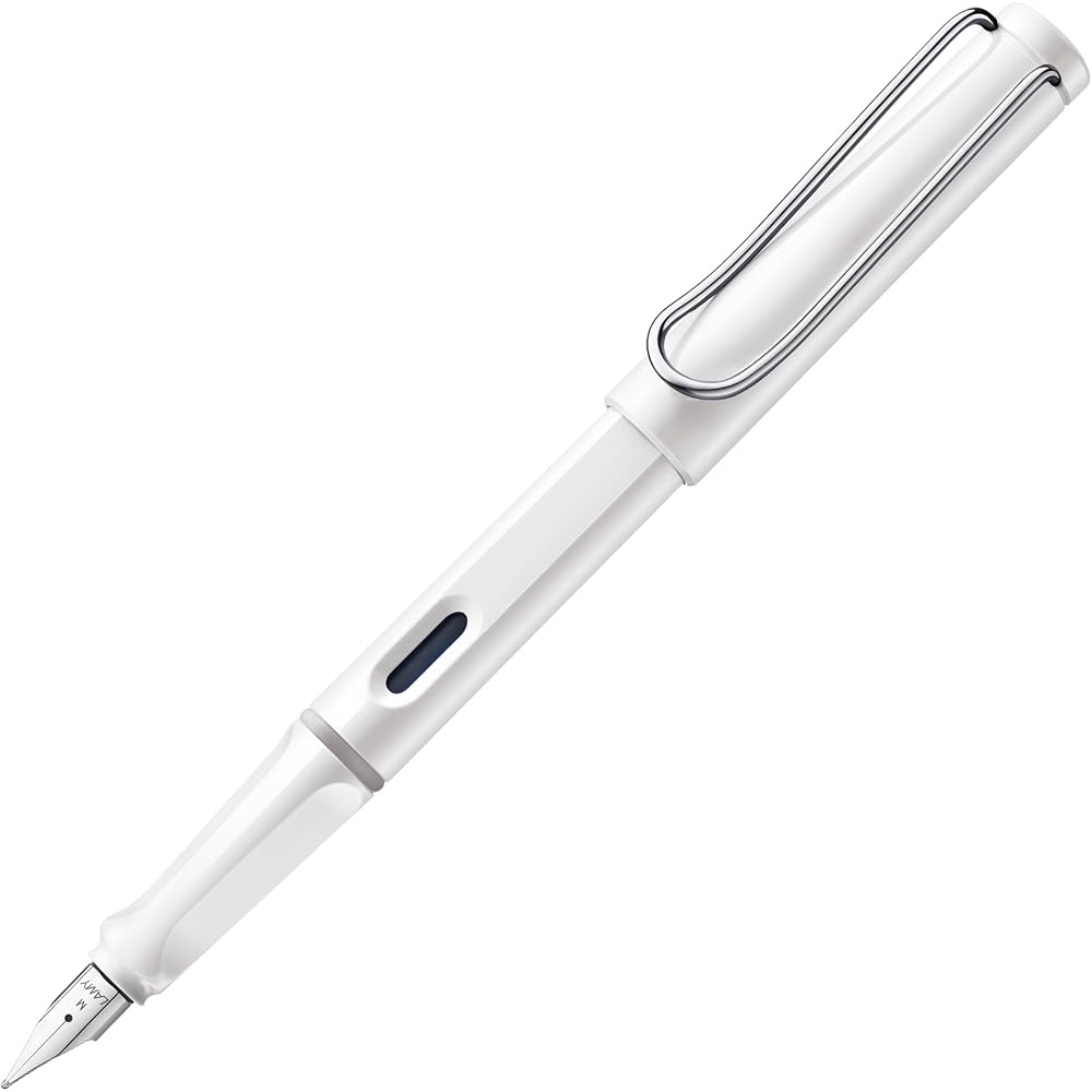 LAMY (Ramy) Safari White Fountain Pen - Ergonomic Grip and Polished Steel Tip Size EF - Perfect f...