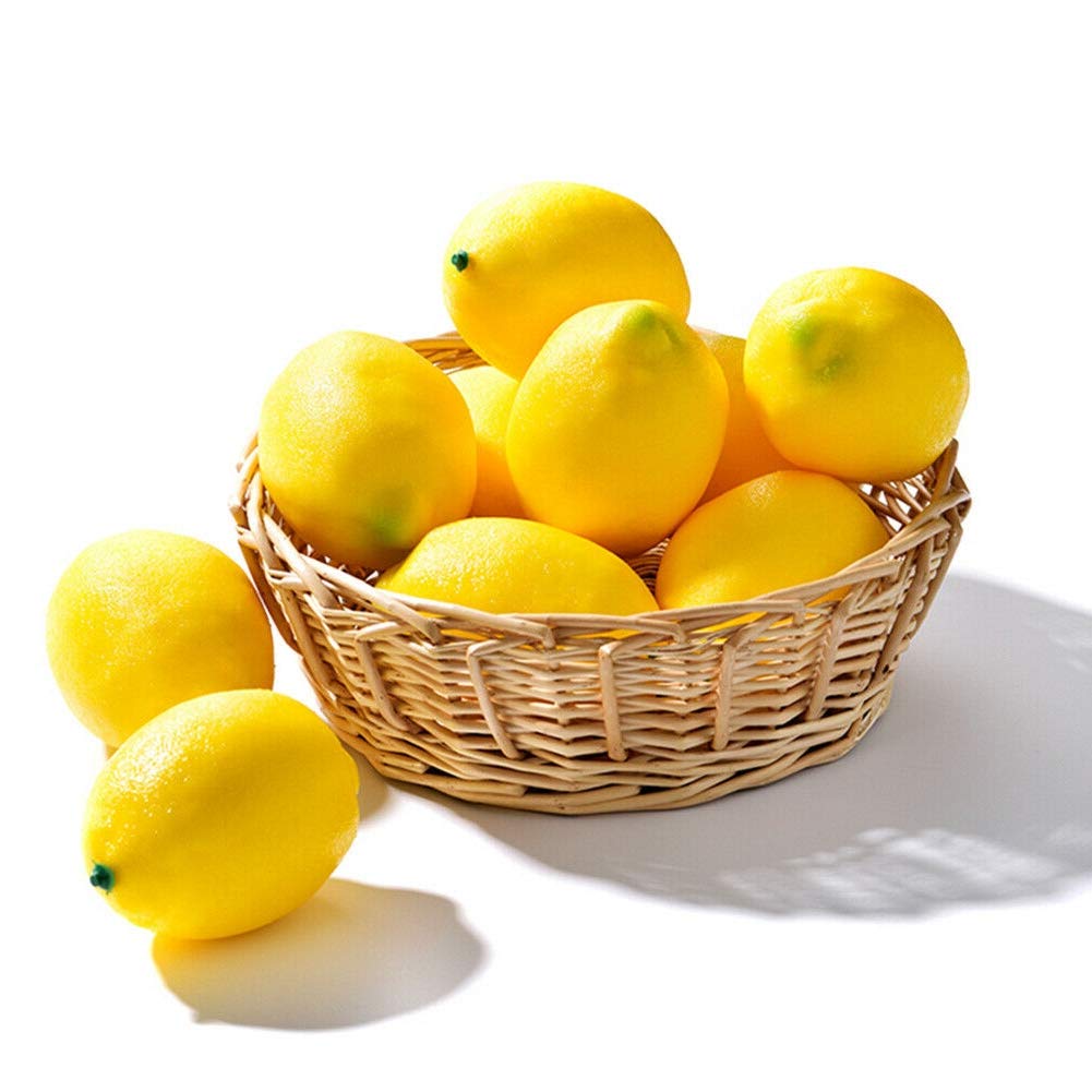 Bright and Sophia Lifelike Fruit Food Fake Invoice Compatible 10 Models, Samples, Lemons, Display, Fruit, (Small (7cm), Yellow, Pieces)