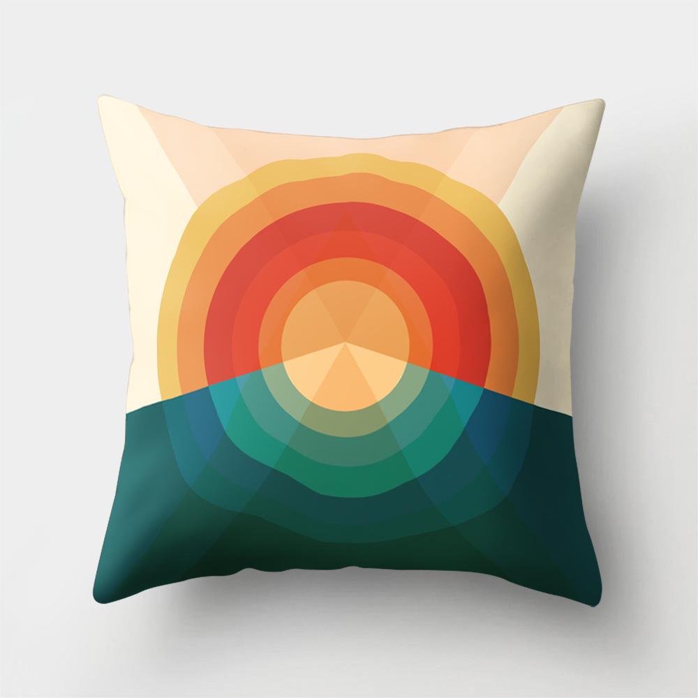 Car Waist Pillow Sofa Pillow Case Cartoon Sunrise Pattern Car Cushion Yiwu Pillow