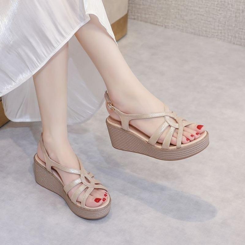 Pantofi noi versatili de damă cu toc pană și gură de pește, pantofi cu cataramă pe un umăr care cresc în înălțime