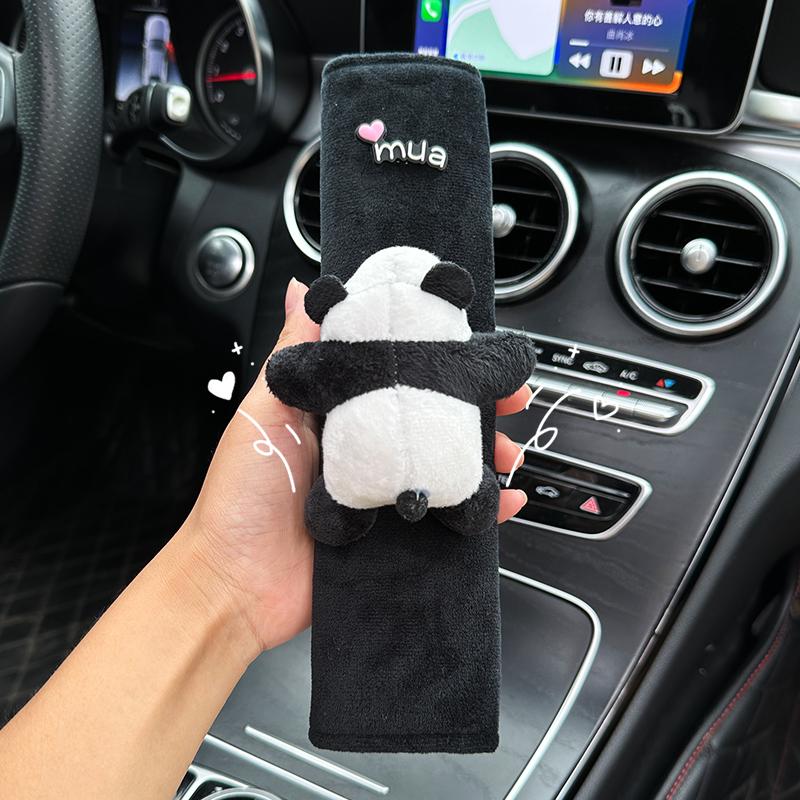 Car Seat Belt Shoulder Cover Cute Panda Children Neck Plush Protective Cover Interior Decoration Supplies