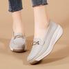 Women Genuine Leather Platform Casual Shoes OL Wedge Muffin Loafers Daily Outdoor Flat Walking Shoes Mother Nurse Single Shoes