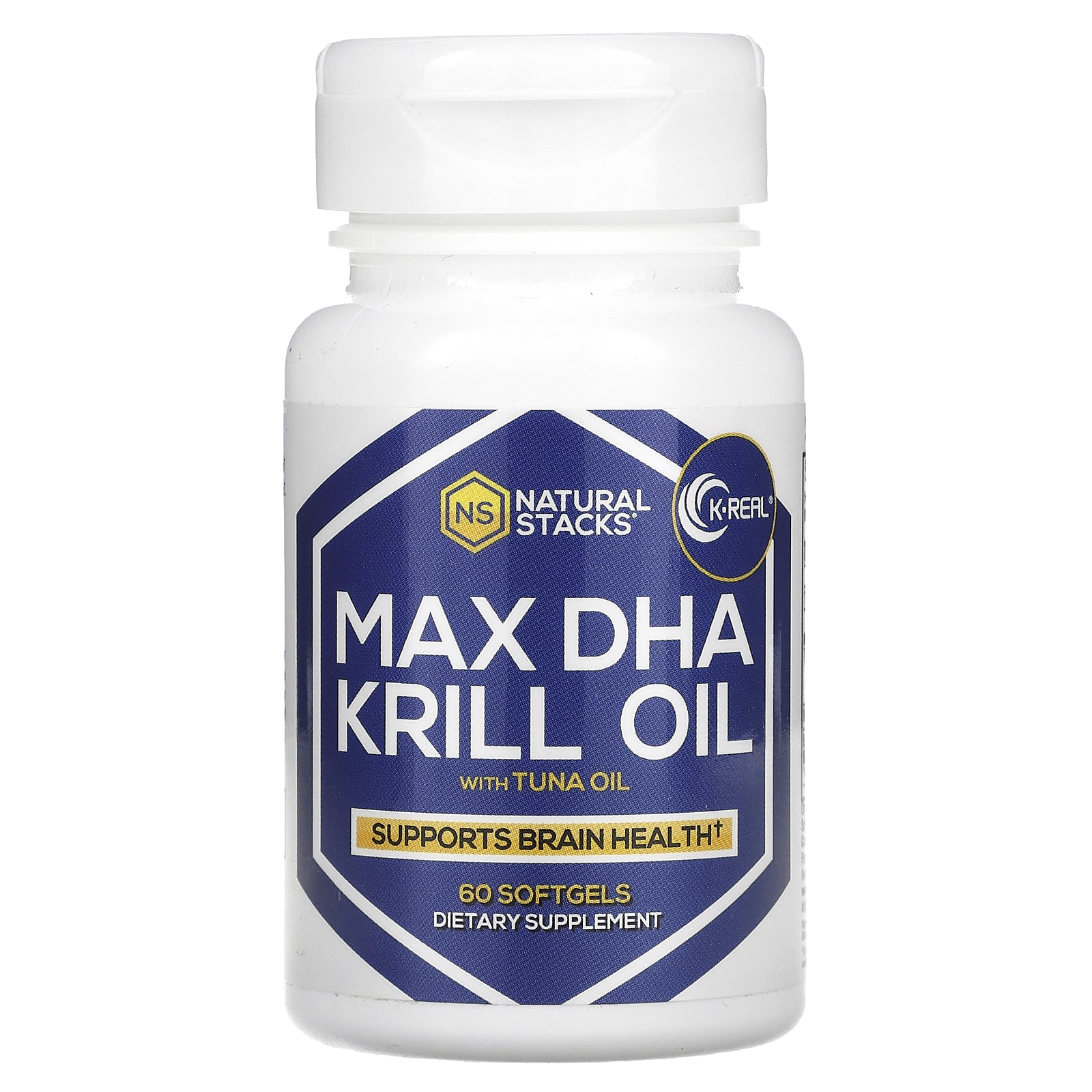 

Natural Stacks, Max DHA krill oil, tuna oil, 60 softgels
