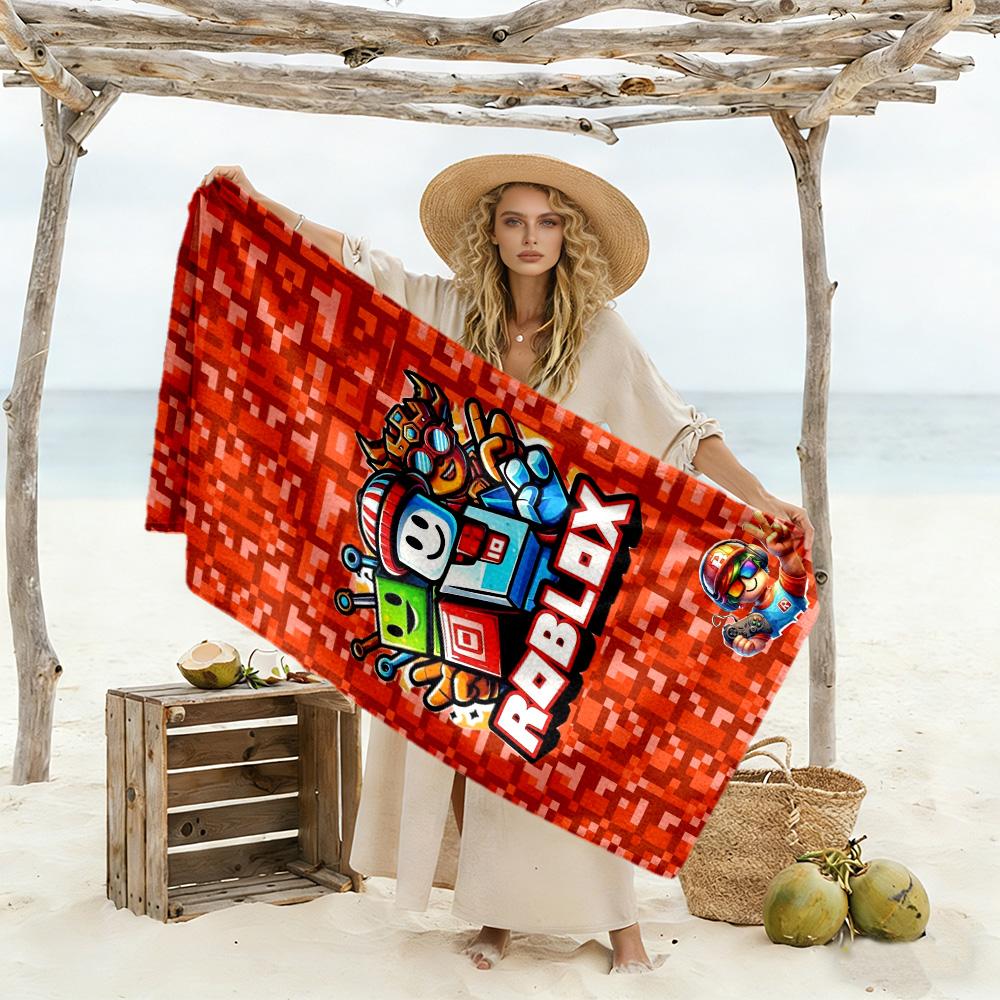 Roblox Ručník na pláž Super měkký Mikrovlákno Rychleschnoucí Tkanina Pohodlný Lehký Vhodný pro Sport, Cestování, Plavání, Jógu, Koupelnu, Pláž A Poo