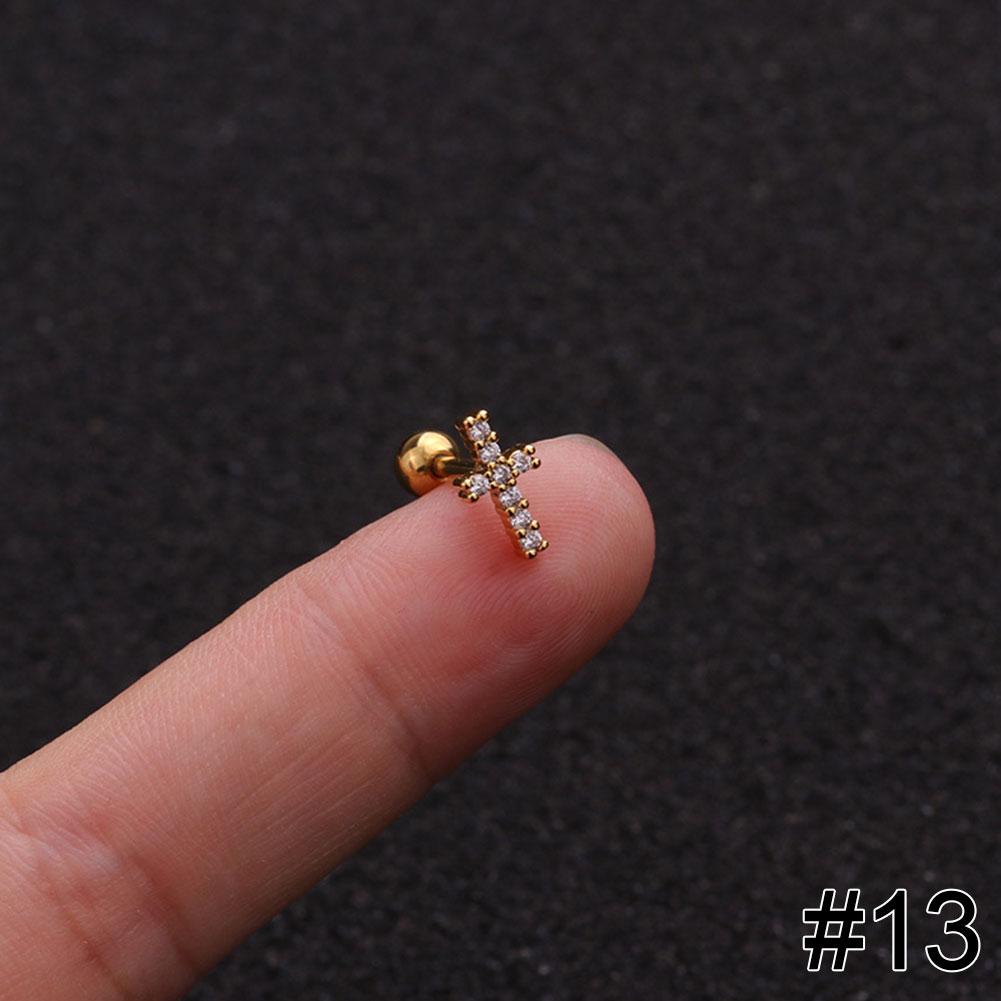 Women Simple Needle Pearl Gold Zircon Crown Stainless Steel Stud Earring Fashion Jewelry Eardrop Earrings