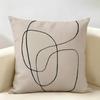 Minimalist Geometric Nordic Abstract Lines Cushion Cover Natural Linen Organic Fabric Printing Breathable Perfect For Home Decor